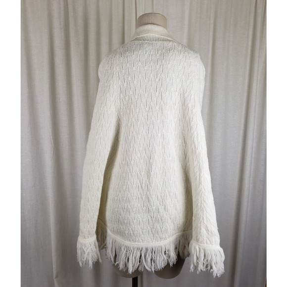 Vintage Sweater Bee by BANFF Knit Crochet Fringe Sweater Cape Poncho Womens MCM - Picture 5 of 8